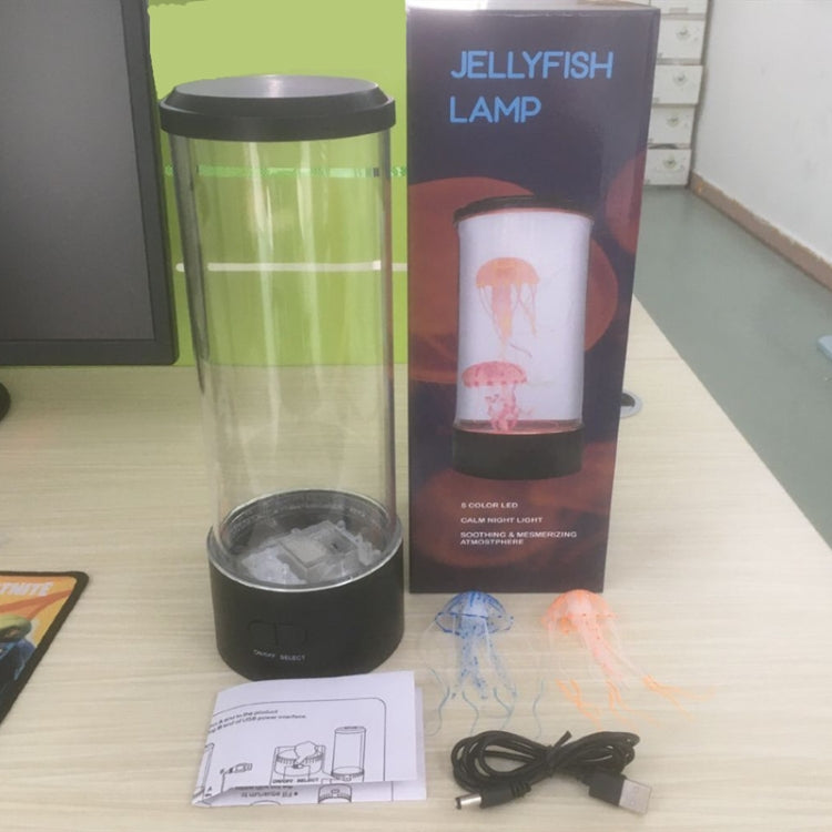 Zylindrisches LED-Simulations-Quallenlicht, USB-betrieben, buntes Quallen-Atmosphärenlicht, 10,5 x 10,5 x 29,4 cm
