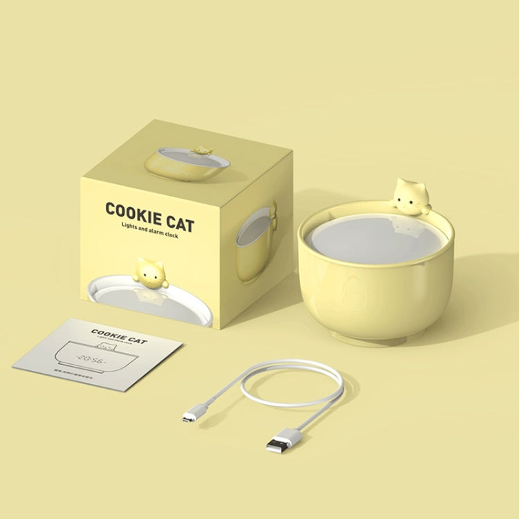 Cat Alarm Clock Night Light 2W LED Rechargeable Adjustable Children Bedroom Bedside Light, White, Pink, Beige