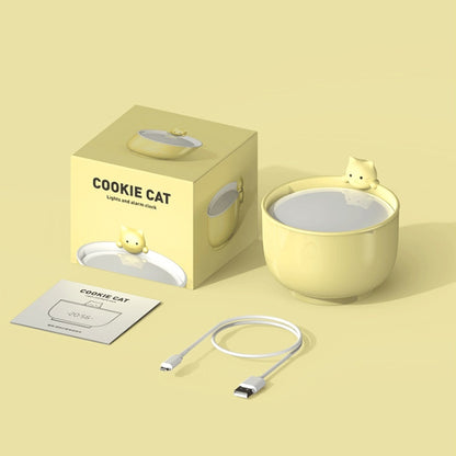 Cat Alarm Clock Night Light 2W LED Rechargeable Adjustable Children Bedroom Bedside Light, White, Pink, Beige