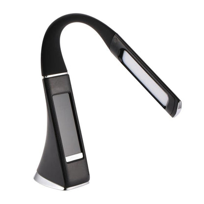 U2 5W 3-Level Dimmable LED Leather Texture Desk Lamp With Temperature/Clock/Calendar Display, Black