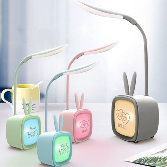 2 PCS Niedliche USB-Tischlampe mit Haustiermotiv, energiesparendes LED-Nachtlicht für den Augenschutz im Schlafzimmer und Schlafsaal, zufällige Farbauswahl, Kaninchen, süßer Bär, Rehkitz, Archie