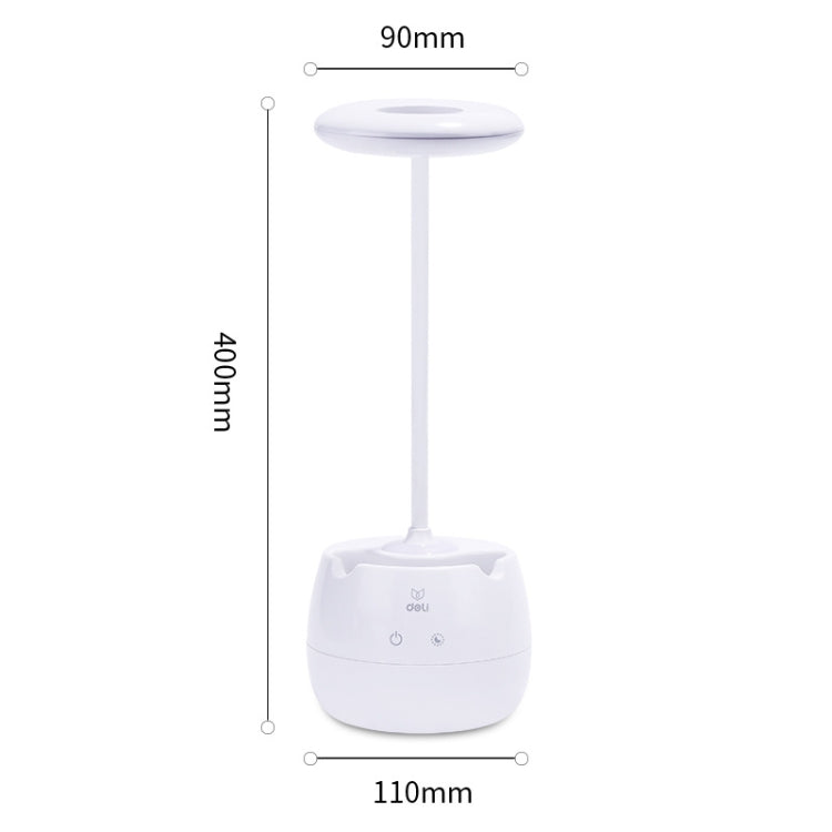 Deli 4326 Drei-Gang verstellbare Ring USB-Lade-Schreibtischlampe mit Stifthalter