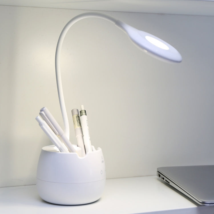 Deli 4326 Drei-Gang verstellbare Ring USB-Lade-Schreibtischlampe mit Stifthalter