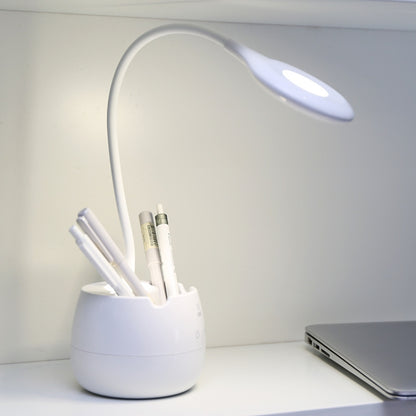 Deli 4326 Drei-Gang verstellbare Ring USB-Lade-Schreibtischlampe mit Stifthalter