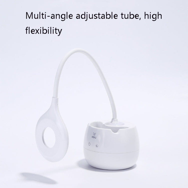 Deli 4326 Drei-Gang verstellbare Ring USB-Lade-Schreibtischlampe mit Stifthalter
