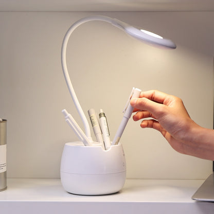 Deli 4326 Drei-Gang verstellbare Ring USB-Lade-Schreibtischlampe mit Stifthalter