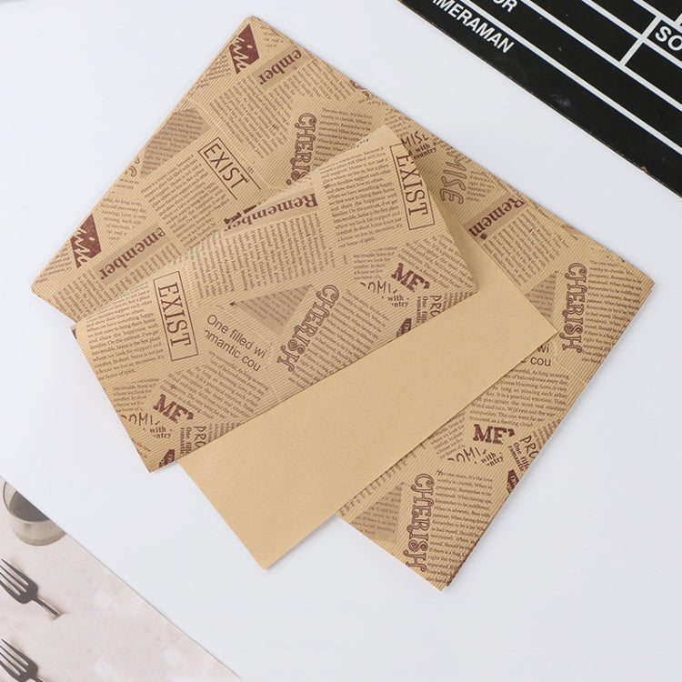 100 Sheets / Pack Cake Greaseproof Paper Baking Packaging Plate Paper Hamburger Paper, Colour: Classical Newspaper, Classical Newspaper, Color Pastry, Orange Tower, White English, Coffee English, Wheat English, Pure White, Thick Kraft Paper, Gray Tower...