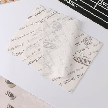 100 Sheets / Pack Cake Greaseproof Paper Baking Packaging Plate Paper Hamburger Paper, Colour: Classical Newspaper, Classical Newspaper, Color Pastry, Orange Tower, White English, Coffee English, Wheat English, Pure White, Thick Kraft Paper, Gray Tower...