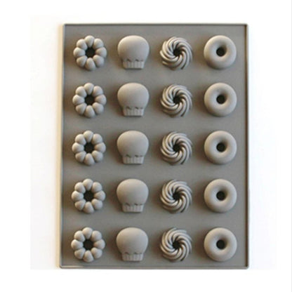 Silicone Cake Mold 25 Grid Fudge Hard Candy Silicone Biscuit Mold, Fruit, Donuts