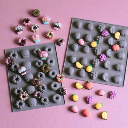 Silicone Cake Mold 25 Grid Fudge Hard Candy Silicone Biscuit Mold, Fruit, Donuts