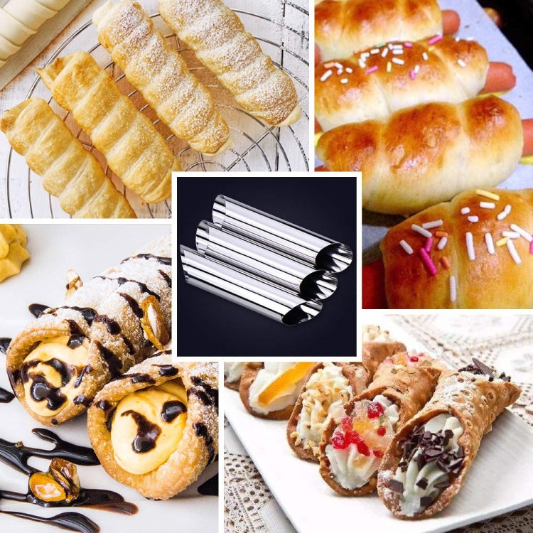 20 Stück schräge Doppelkopf-Croissantform aus Edelstahl mit großer Spiralröhre, antihaftbeschichtet, Croissant-Werkzeug, 20 Stück