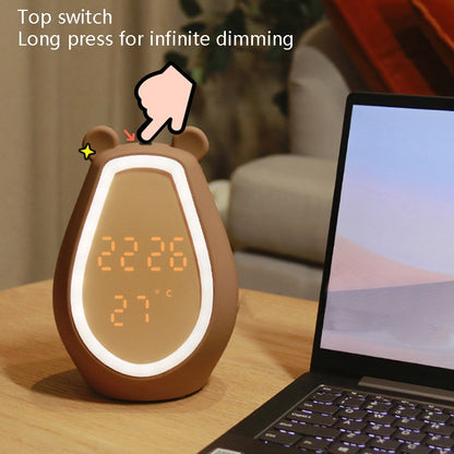Bärenwecker, LED, digital, leise, Nachttischlampe, Bluetooth-Lautsprecher, USB-Aufladung, Cartoon-Nachtlicht für Kinder, Bluetooth-Version, Bluetooth + kleine Programmversion