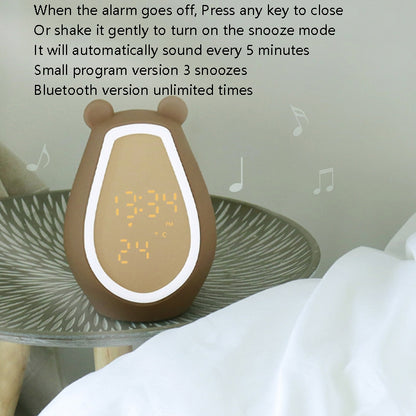 Bärenwecker, LED, digital, leise, Nachttischlampe, Bluetooth-Lautsprecher, USB-Aufladung, Cartoon-Nachtlicht für Kinder, Bluetooth-Version, Bluetooth + kleine Programmversion