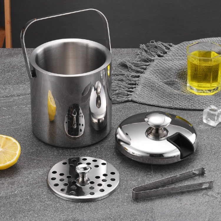 Eiskübel aus Edelstahl 304, doppellagig, hohl, für Bar, Bier, Wein, mit Eisclip, Fassungsvermögen: 1,3 l, 1,3 l mit Eisclip