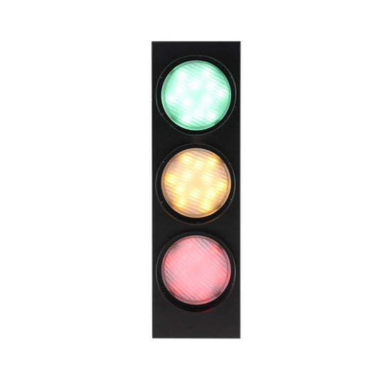 Retro Bar Restaurant Traffic Light Wrought Iron Engineering Glass LED Indoor Signal Wall Light, 5W x 3