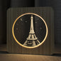 FS-A2821-02W Eiffelturm-Form USB Massivholz Tischlampe LED Nachtlicht, Eiffelturm