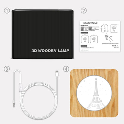 FS-A2821-02W Eiffelturm-Form USB Massivholz Tischlampe LED Nachtlicht, Eiffelturm