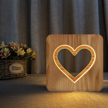 FS-T2158W Romantisches Valentinstag-Geburtstagsgeschenk aus Holz Nachtlicht Dekoration für Zuhause, Valentinstag
