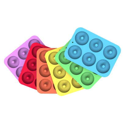 Oven Baking Tools Silicone Cake Donut Mold, 8 Even Brown, 6 Even Blue, 6 Even Purple, 6 Even Green, 6 Even Orange, 6 Even Yellow, 6 Even Red