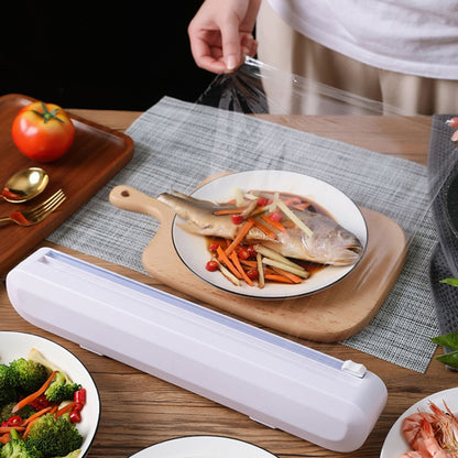 Frischhaltefolienschneider mit Saugnapf, für den Haushalt, verstellbare Aufbewahrungs-Schneidebox aus Plastikfolie, Frischhaltefolienschneider mit Saugnapf