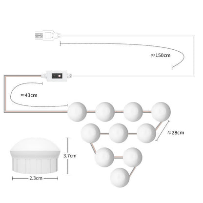 Kosmetikraum-Badezimmerspiegel-Frontlicht USB-Dreifarben-Dimmlicht, 2 LEDs, 6 LEDs, 10 LEDs, 14 LEDs