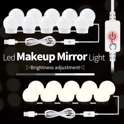 3 Farbtemperatur-Spiegel-Frontlampe USB Einfache Badezimmer-Make-up-Glühbirnen, 2 LEDs, 6 LEDs, 10 LEDs, 14 LEDs