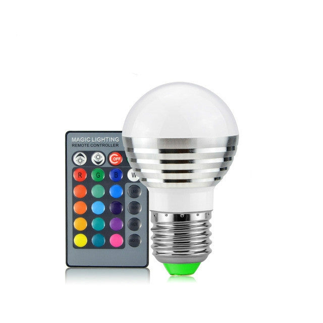3W RGB LED Bulb 16 Color Magic Night Lamp Dimmable Stage Light with 24-keys Remote Control, E27 3W