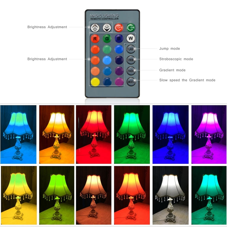 3W RGB LED Bulb 16 Color Magic Night Lamp Dimmable Stage Light with 24-keys Remote Control, E27 3W