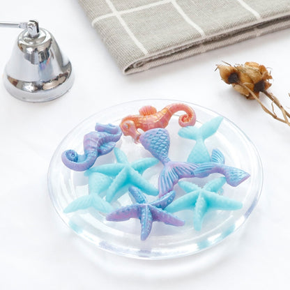 Ozean-Serie, große und kleine Fischschwanz-Seestern-Seepferdchen, DIY-Backflüssigkeit, Silikonform, Grau, Rosa