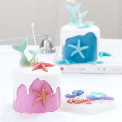 Ozean-Serie, große und kleine Fischschwanz-Seestern-Seepferdchen, DIY-Backflüssigkeit, Silikonform, Grau, Rosa