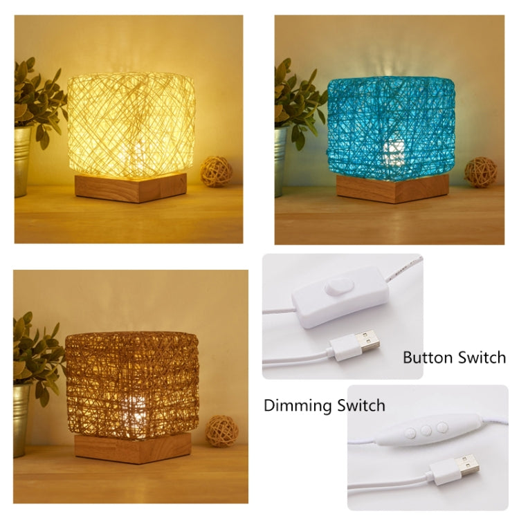 USB Square Sepak Takraw Table Lamp Bedroom Bedside Decorative Light, Spec:, Button Switch+Base, Dimming Switch+Base
