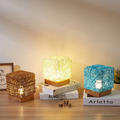 USB Square Sepak Takraw Table Lamp Bedroom Bedside Decorative Light, Spec:, Button Switch+Base, Dimming Switch+Base