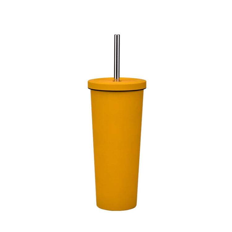 700ml Large Capacity Double Stainless Steel Straw Cup Vacuum Outdoor 304 Insulation Cup Car Water Cup, Khaki, Cinnabar Orange, Lilac Purple, Pink, Glazed Green, Moss Green, Dark Gray, Indigo, Ink Black, Gray Green, Light Pink, Green White, Lake Blue