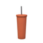 700ml Large Capacity Double Stainless Steel Straw Cup Vacuum Outdoor 304 Insulation Cup Car Water Cup, Khaki, Cinnabar Orange, Lilac Purple, Pink, Glazed Green, Moss Green, Dark Gray, Indigo, Ink Black, Gray Green, Light Pink, Green White, Lake Blue