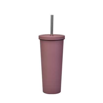 700ml Large Capacity Double Stainless Steel Straw Cup Vacuum Outdoor 304 Insulation Cup Car Water Cup, Khaki, Cinnabar Orange, Lilac Purple, Pink, Glazed Green, Moss Green, Dark Gray, Indigo, Ink Black, Gray Green, Light Pink, Green White, Lake Blue