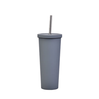 700ml Large Capacity Double Stainless Steel Straw Cup Vacuum Outdoor 304 Insulation Cup Car Water Cup, Khaki, Cinnabar Orange, Lilac Purple, Pink, Glazed Green, Moss Green, Dark Gray, Indigo, Ink Black, Gray Green, Light Pink, Green White, Lake Blue