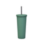 700ml Large Capacity Double Stainless Steel Straw Cup Vacuum Outdoor 304 Insulation Cup Car Water Cup, Khaki, Cinnabar Orange, Lilac Purple, Pink, Glazed Green, Moss Green, Dark Gray, Indigo, Ink Black, Gray Green, Light Pink, Green White, Lake Blue