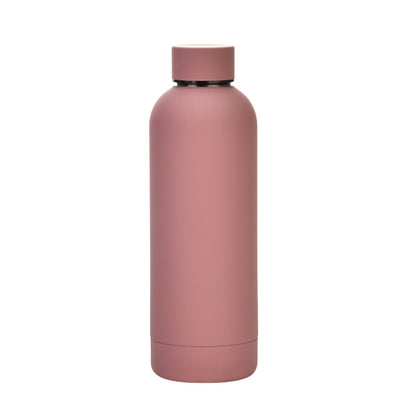 Stainless Steel Outdoor Matte Water Bottle Portable Sports Water Cup Rubber Paint Insulation Cup, Moss Green, Light Pink, Smoky Pink, Cinnabar Orange, Green White, Khaki, Ink Black, Lake Blue, Gray Green, Lilac Purple, Indigo, Gray