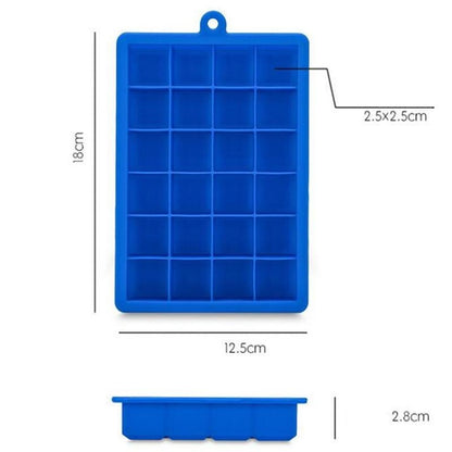 24 Grids Silicone Ice Cube Tray Molds Square Shape Ice Cube Maker Fruit Popsicle Ice Cream Mold, 24-Grid(Dark blue), 24-Grid(Grass green), 24-Grid(Rose red)