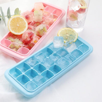 Kreative 24-Gitter-Silikon-Eiswürfelschale für Zuhause, große Eiswürfelform, Eisbox mit Deckel, Hellrosa, Himmelblau, Mintgrün