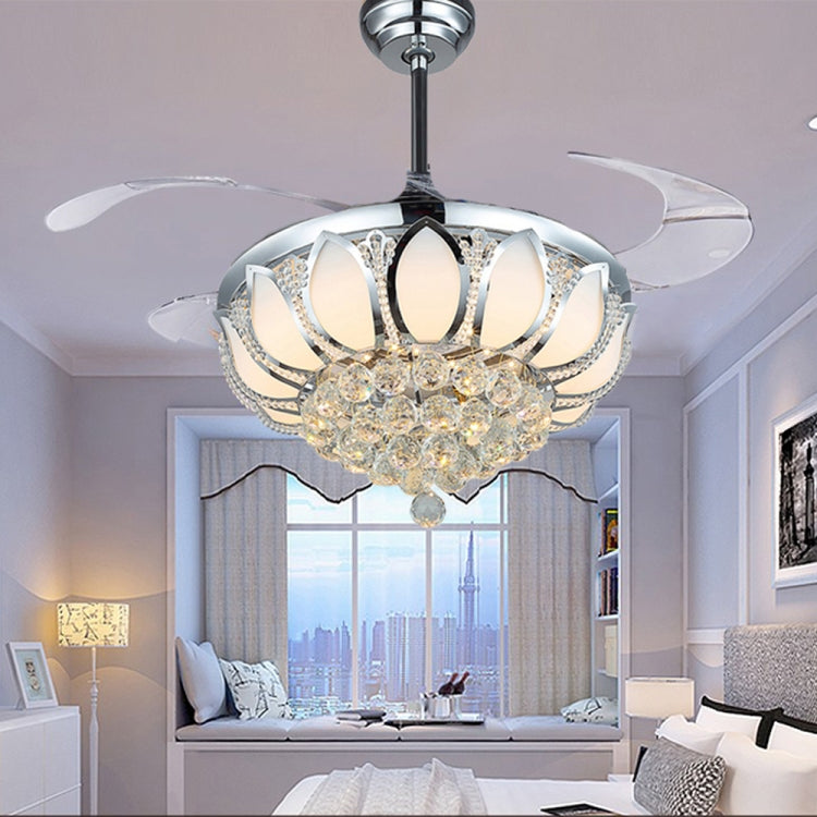 Invisible Crystal Fan LED Chandelier Home Living Room Bedroom Variable Frequency Ceiling Fan Light with Remote Control, 42 inch 115 Three Colors 36W, 42 inch 116 Three Colors 36W, 42 inch 114 Three Colors 36W, 42 inch 112 Three Colors 36W              ...