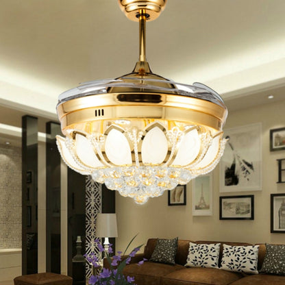 Invisible Crystal Fan LED Chandelier Home Living Room Bedroom Variable Frequency Ceiling Fan Light with Remote Control, 42 inch 115 Three Colors 36W, 42 inch 116 Three Colors 36W, 42 inch 114 Three Colors 36W, 42 inch 112 Three Colors 36W              ...