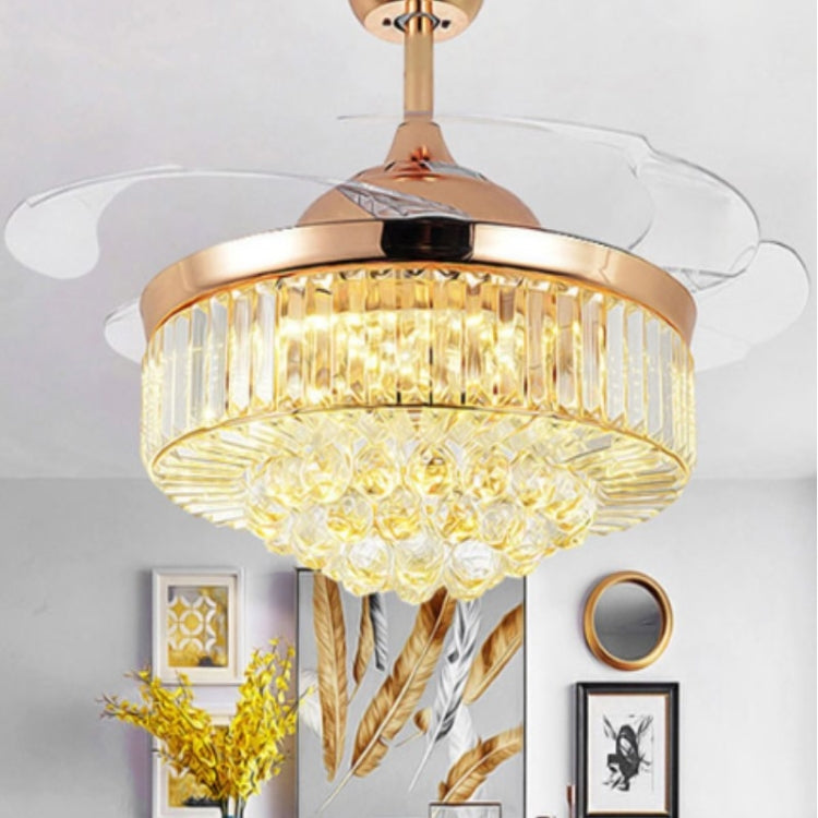 Invisible Crystal Fan LED Chandelier Home Living Room Bedroom Variable Frequency Ceiling Fan Light with Remote Control, 42 inch 115 Three Colors 36W, 42 inch 116 Three Colors 36W, 42 inch 114 Three Colors 36W, 42 inch 112 Three Colors 36W              ...
