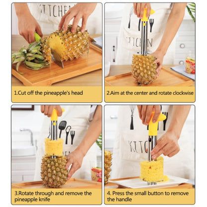 2 PCS Stainless Steel Pineapple Peeler Slicers Fruit Cutter Kitchen Tools, Pineapple Corer Slicer (Black handle), Pineapple Corer Slicer (Yellow handle)