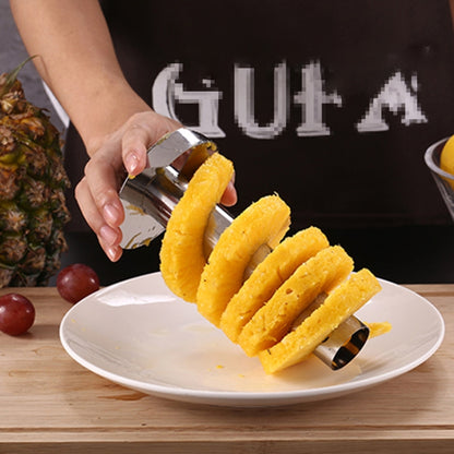 2 PCS Stainless Steel Pineapple Peeler Slicers Fruit Cutter Kitchen Tools, Pineapple Corer Slicer (Black handle), Pineapple Corer Slicer (Yellow handle)