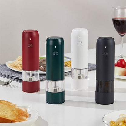 BY800 Electric Black Pepper Grinder Charge-Type Pepper Sea Salt Seasoning Grinder, Black, White, Agate Red, Emerald