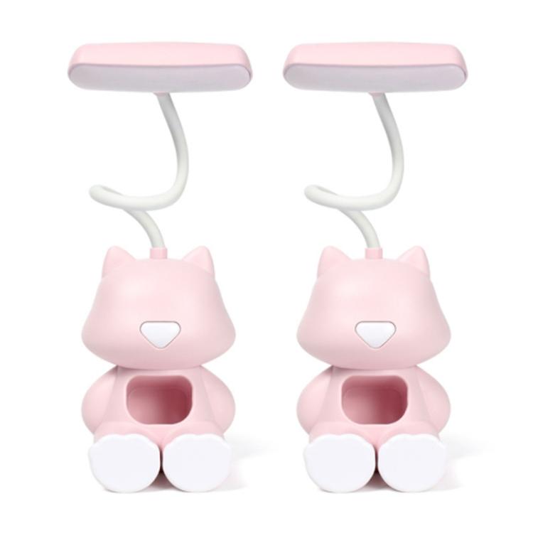 2 PCS FY6601 Cartoon Stifthalter Leseschreibtischlampe LED Augenschutz Schlafsaal Studentenschlafzimmerlampe, Rosa, Blau, Grün