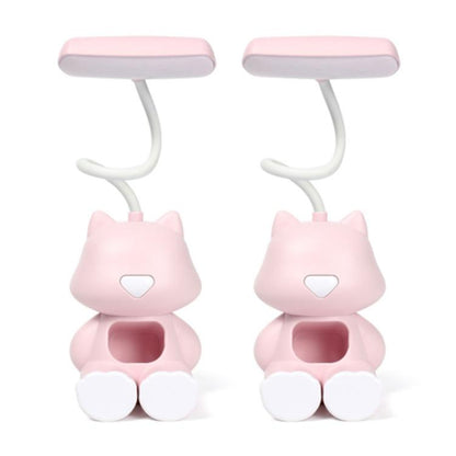 2 PCS FY6601 Cartoon Stifthalter Leseschreibtischlampe LED Augenschutz Schlafsaal Studentenschlafzimmerlampe, Rosa, Blau, Grün