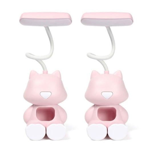 2 PCS FY6601 Cartoon Stifthalter Leseschreibtischlampe LED Augenschutz Schlafsaal Studentenschlafzimmerlampe, Rosa, Blau, Grün