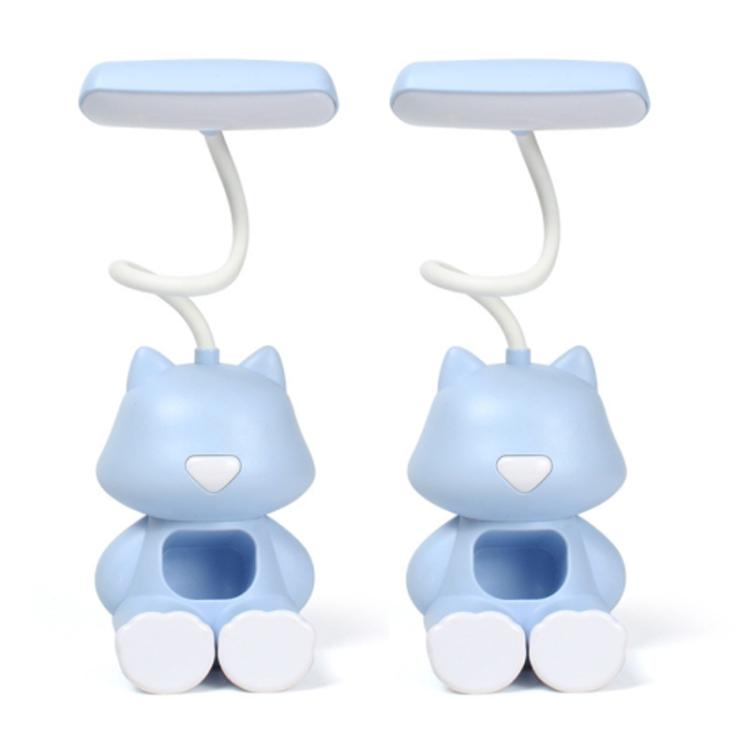 2 PCS FY6601 Cartoon Stifthalter Leseschreibtischlampe LED Augenschutz Schlafsaal Studentenschlafzimmerlampe, Rosa, Blau, Grün